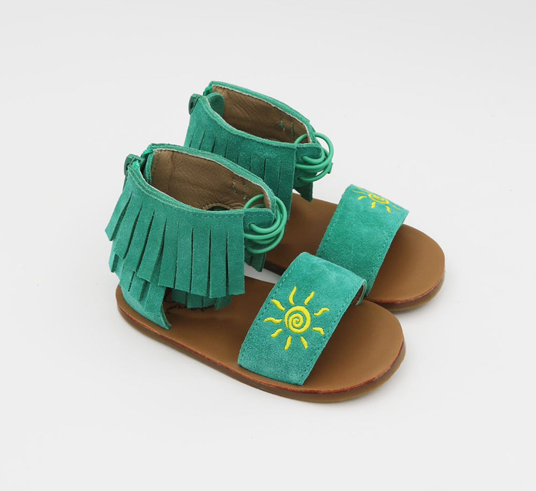 Sol Fringe Sandals-TEAL RTS