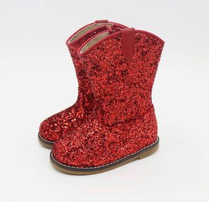 Red Chunky Glitter roper boots