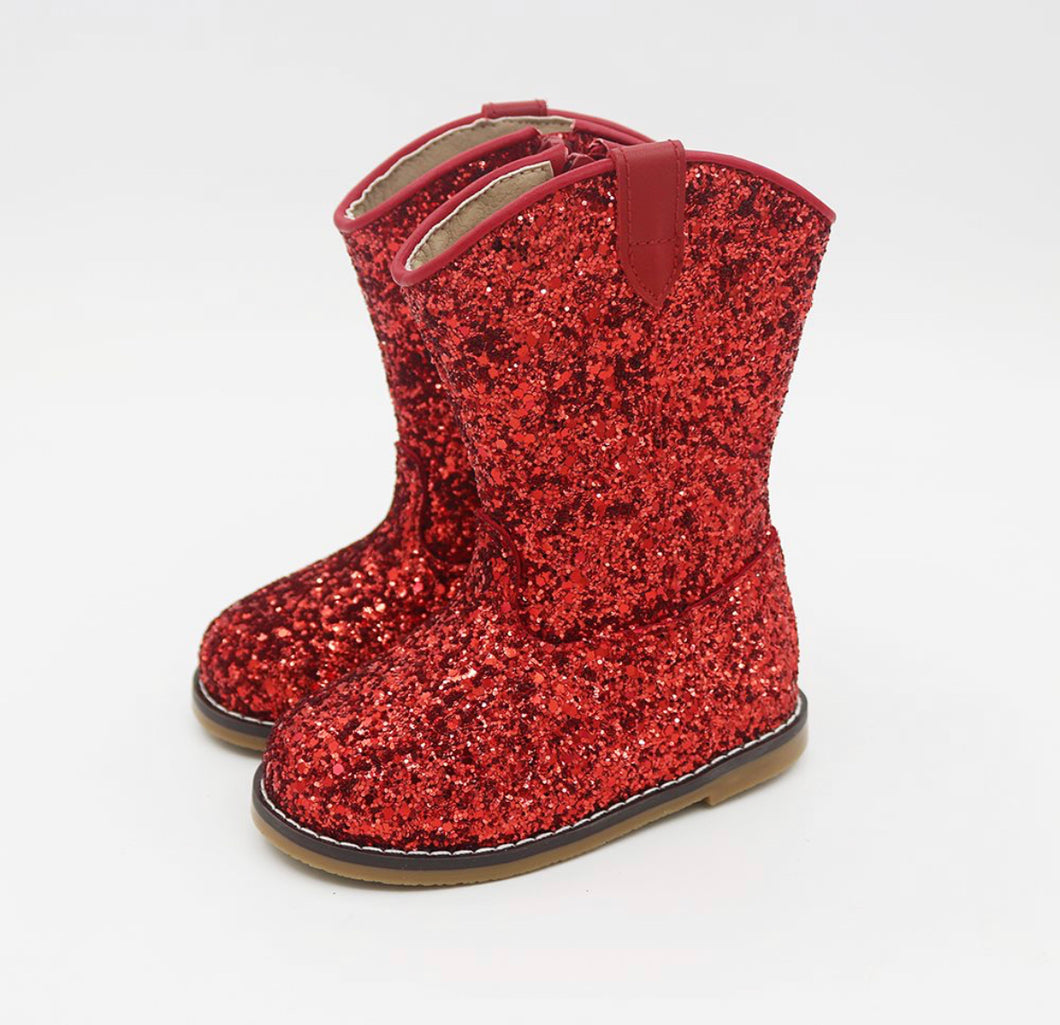 Red Chunky Glitter roper boots
